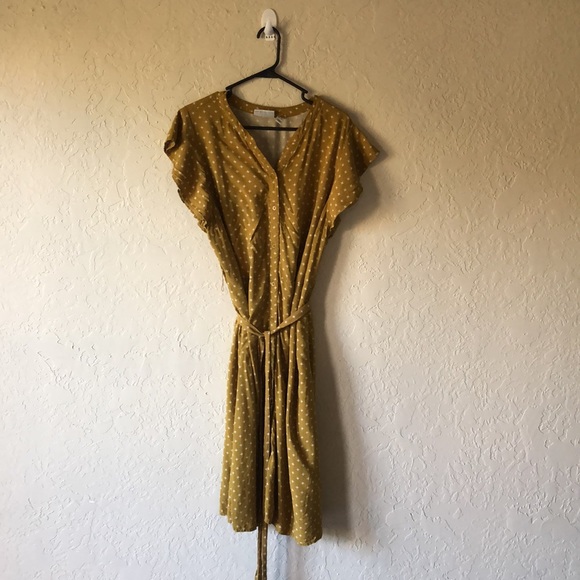 Demin & Co Mustard button up, midi style dress, Size Large US - Picture 7 of 7